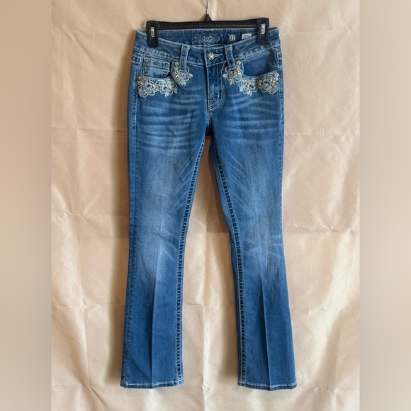 Miss Me Denim Boot Cut Jeans with Embroidered Details - Picture 1 of 6